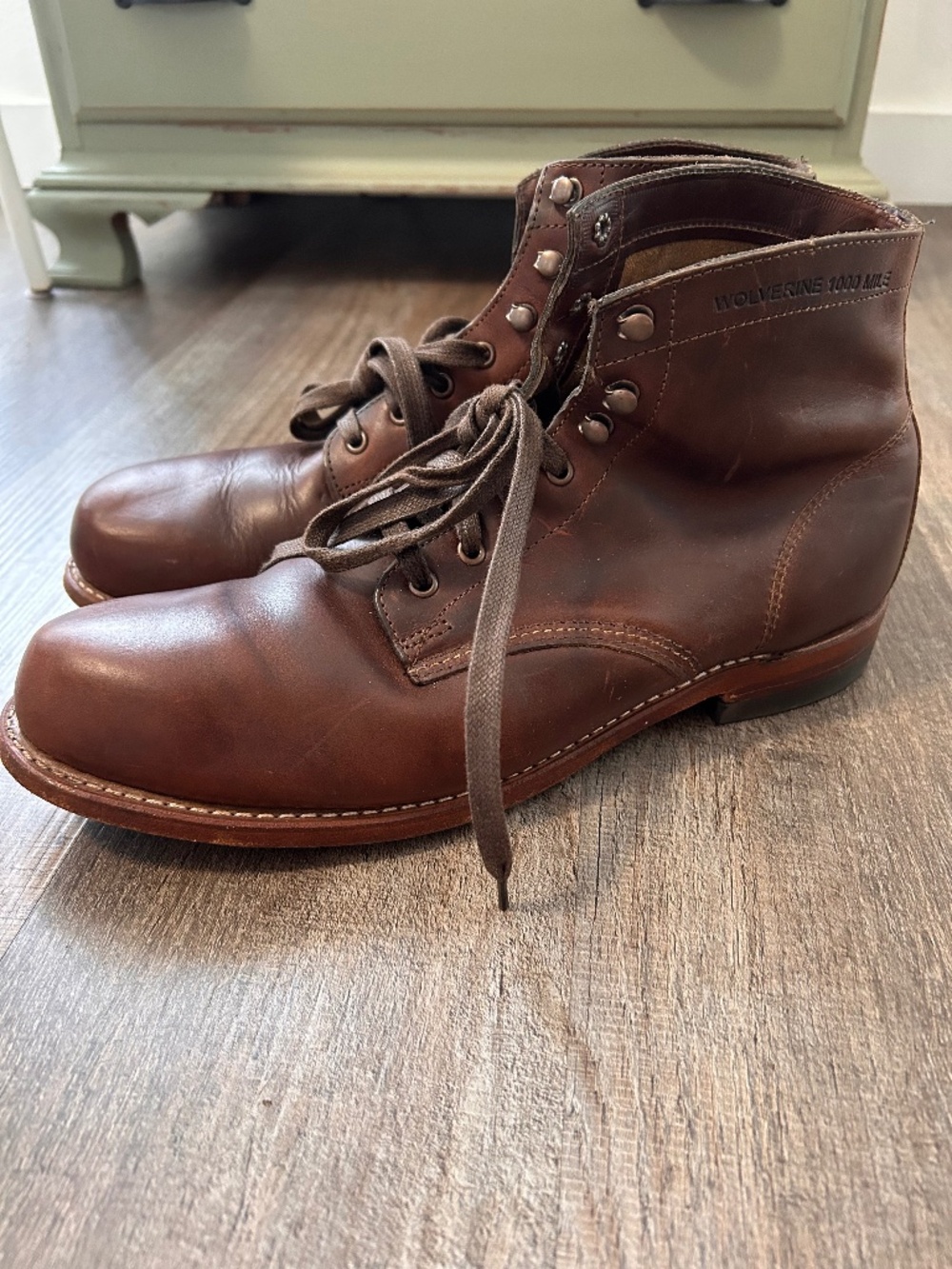 Wolverine 1000 Mile brown leather climber work classic lace up boots 10D